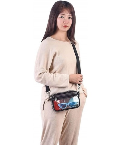 New Waterproof Transparent PVC Crossbody Bag with Detachable Shoulder Strap for Stadium Events and Coins Grey Gold Buckle $10...