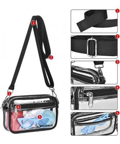 New Waterproof Transparent PVC Crossbody Bag with Detachable Shoulder Strap for Stadium Events and Coins Grey Gold Buckle $10...