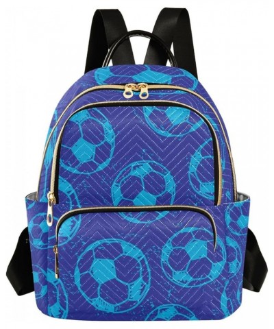 Soccer Balls Blue Backpack for Women Shoulder Bag Lightweight Mini Backpack Casual Daypack for Travel Mini(10.23'' x 5.11'' x...