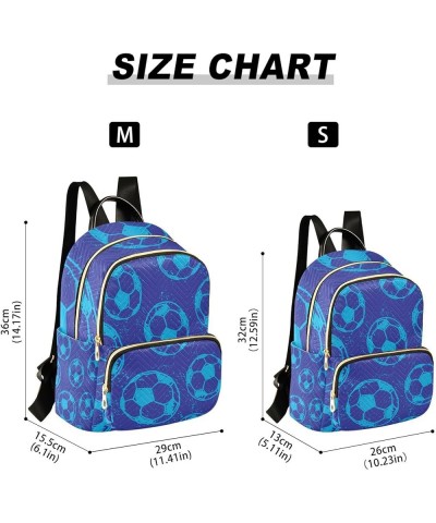 Soccer Balls Blue Backpack for Women Shoulder Bag Lightweight Mini Backpack Casual Daypack for Travel Mini(10.23'' x 5.11'' x...