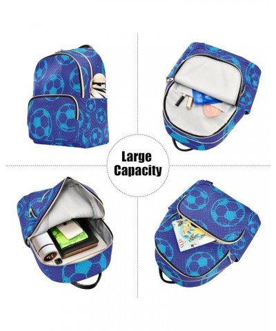 Soccer Balls Blue Backpack for Women Shoulder Bag Lightweight Mini Backpack Casual Daypack for Travel Mini(10.23'' x 5.11'' x...