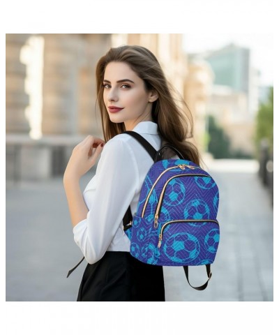 Soccer Balls Blue Backpack for Women Shoulder Bag Lightweight Mini Backpack Casual Daypack for Travel Mini(10.23'' x 5.11'' x...