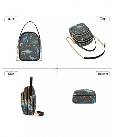 Cute Strawberry Flower Crossbody Bags for Women Travel Chain Crossbody Bag Space Dino Pattern Blue $9.10 Crossbody Bags