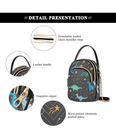 Cute Strawberry Flower Crossbody Bags for Women Travel Chain Crossbody Bag Space Dino Pattern Blue $9.10 Crossbody Bags