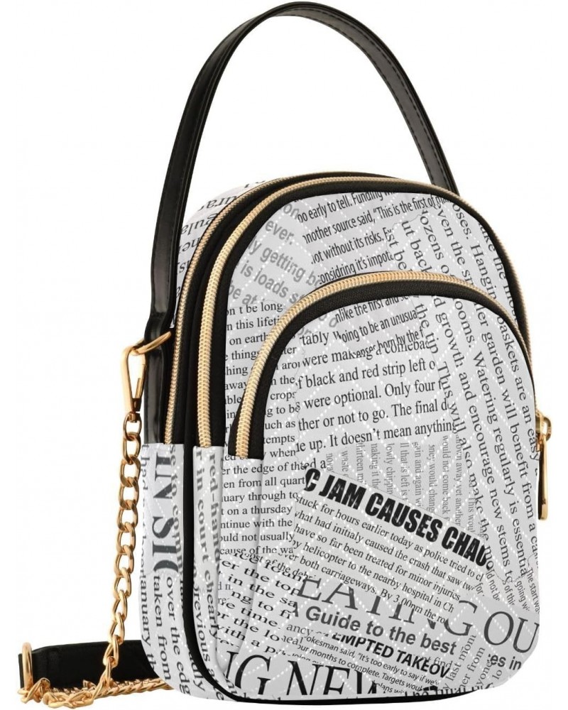 Black and White Vintage Newspaper Small Crossbody Bag Quilted Handbags for Women Chain Shoulder Bag $10.40 Shoulder Bags