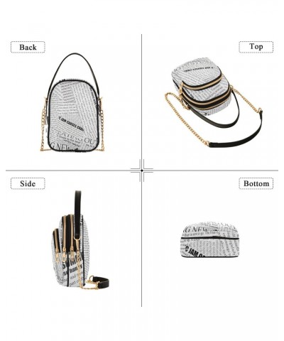 Black and White Vintage Newspaper Small Crossbody Bag Quilted Handbags for Women Chain Shoulder Bag $10.40 Shoulder Bags