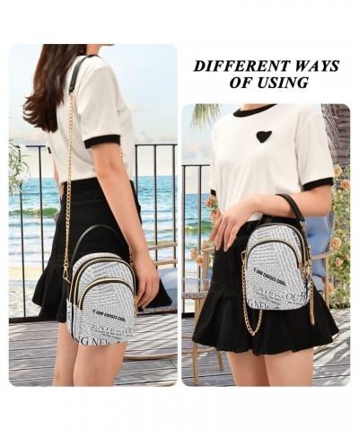 Black and White Vintage Newspaper Small Crossbody Bag Quilted Handbags for Women Chain Shoulder Bag $10.40 Shoulder Bags