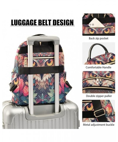 Medium Fashion Backpack for Women Vivid Flower Owl Print Ladies Travel Daypack Aesthetic Shoulder Bag 11.4×6.1×14.1 IN $16.56...