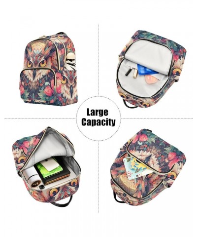 Medium Fashion Backpack for Women Vivid Flower Owl Print Ladies Travel Daypack Aesthetic Shoulder Bag 11.4×6.1×14.1 IN $16.56...