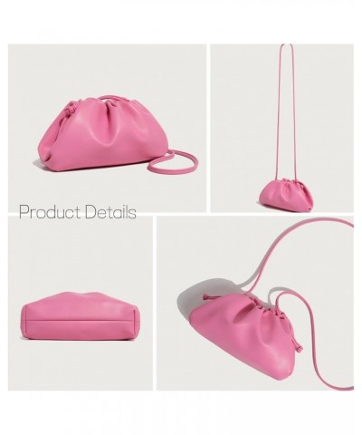 PU Leather Clutch Purse Cute Soft Dumpling Bags Chic Pleated Cloud Evening Bags for Wedding Prom Cocktail White Fuchsia Small...