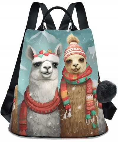 Cute Frog Cartoon Women Backpack Purse Anti Theft Back Zipper Design Travel Bag Cute Christmas Llamas $18.37 Backpacks