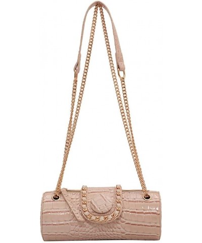 Small Purse Chain Crossbody Bag Women's Cylindrical Shoulder Bag Apricot $13.23 Crossbody Bags