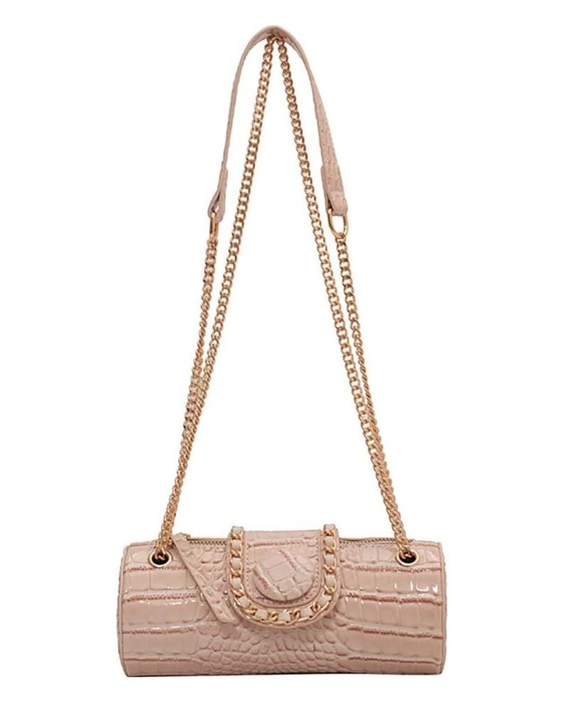 Small Purse Chain Crossbody Bag Women's Cylindrical Shoulder Bag Apricot $13.23 Crossbody Bags