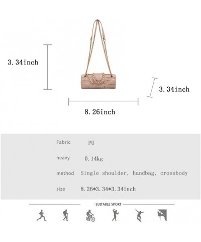 Small Purse Chain Crossbody Bag Women's Cylindrical Shoulder Bag Apricot $13.23 Crossbody Bags