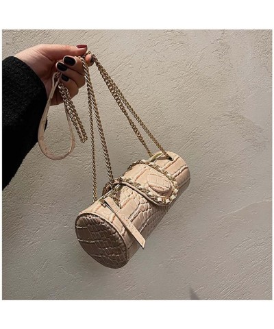 Small Purse Chain Crossbody Bag Women's Cylindrical Shoulder Bag Apricot $13.23 Crossbody Bags