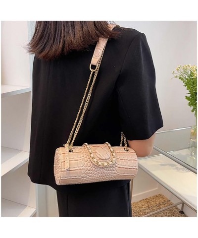 Small Purse Chain Crossbody Bag Women's Cylindrical Shoulder Bag Apricot $13.23 Crossbody Bags