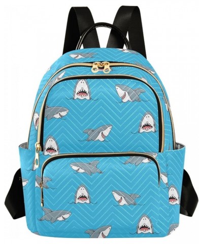 Cute Pirate Shark Backpack Purse for Women Lightweight Back Pack Casual Daypack Travel Shoulder Bag Bookbag - M Small Multi03...