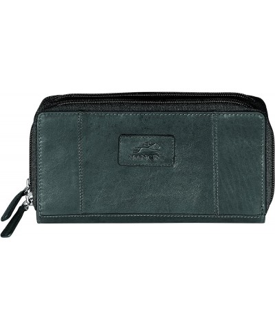 Leather Goods Casablanca Collection: Ladies' RFID Double Zipper Clutch Black $41.96 Wallets