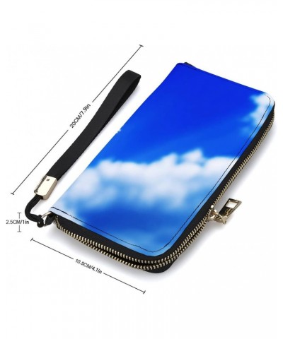 Skys Daisies Flowers Leather Wallet Vertical Long Wallet for Men with Credit Card Holder Zip Coin Pocket $15.69 Wallets