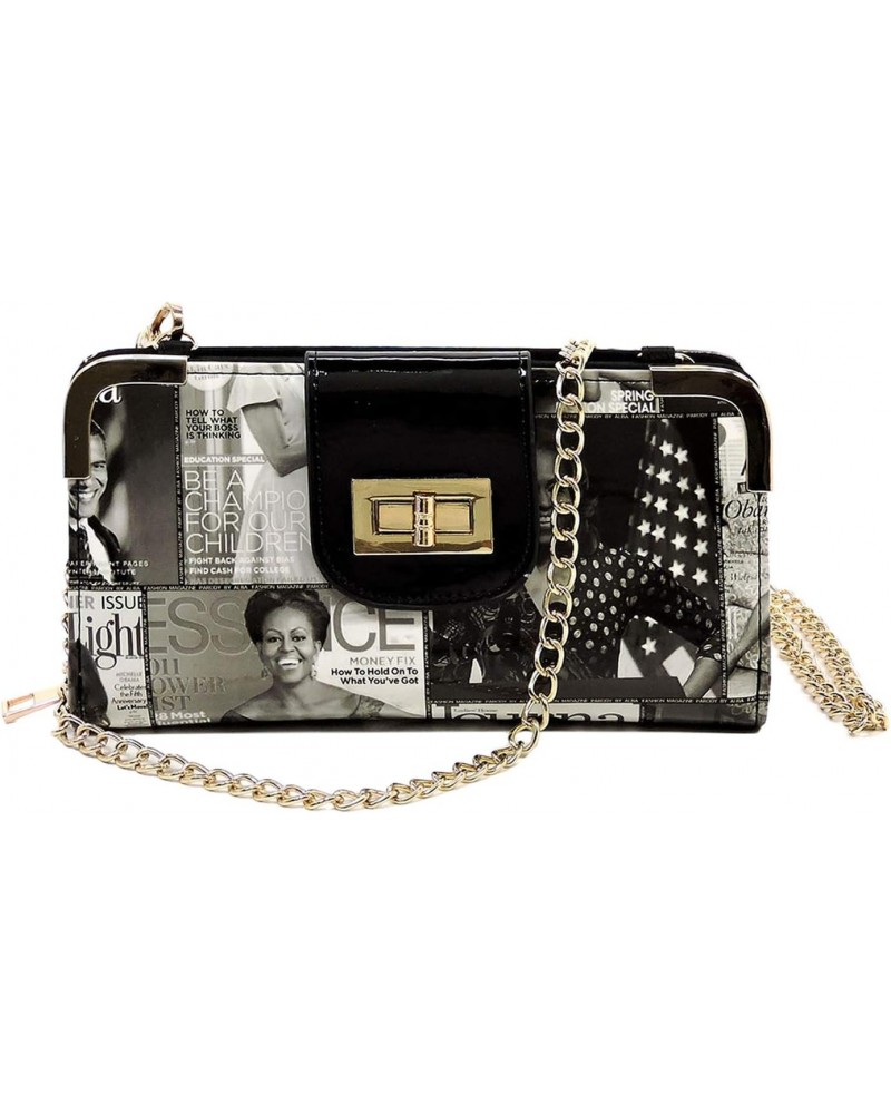 Glossy magazine cover collage cross body handbags purses clutches and wallets Michelle Obama bags (Wallet 6) $13.92 Crossbody...