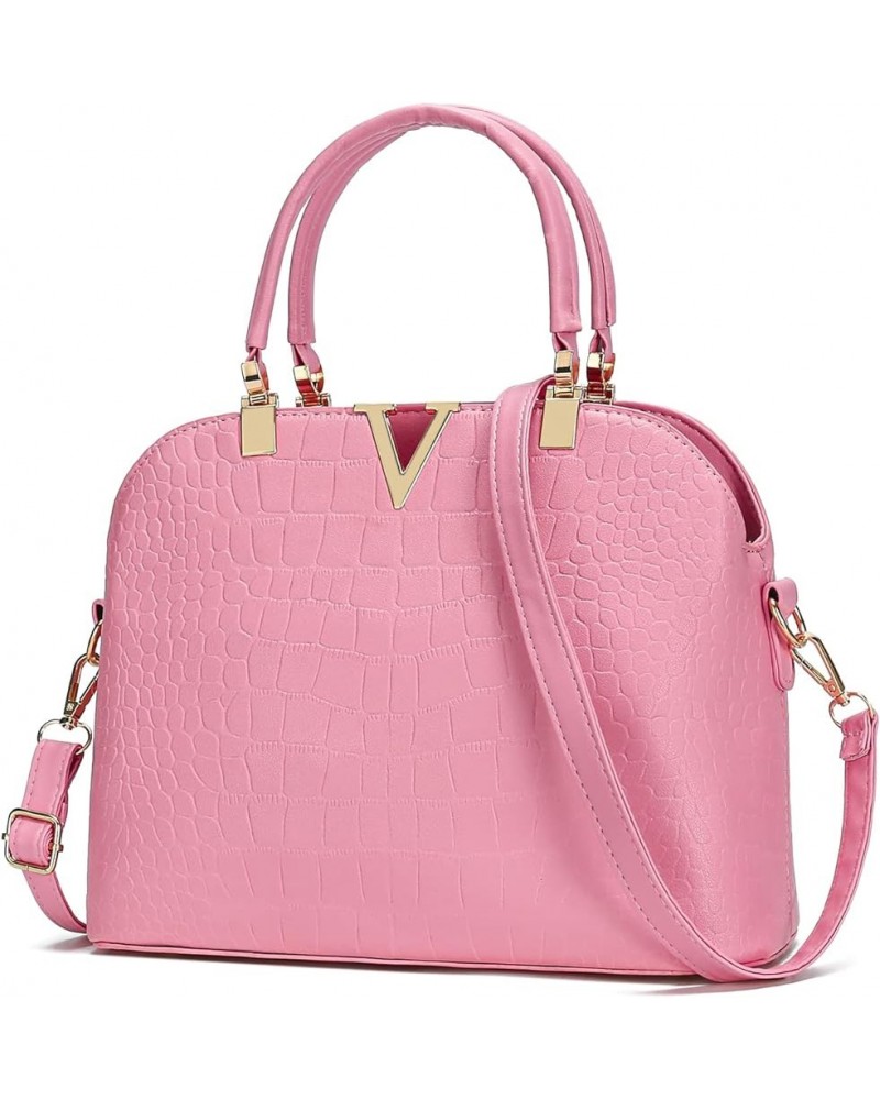 Ladies Shoulder Purse Pu Leather Satchel Handbags Tote Bag for Women Blight Pink $19.23 Totes