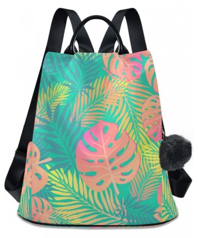 Rainbow Palm Monstra Leaf Backpack Purse for Women Anti Theft Fashion Back Pack Shoulder Bag $23.99 Backpacks