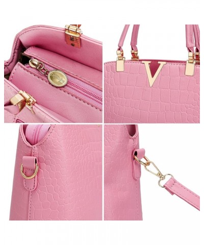 Ladies Shoulder Purse Pu Leather Satchel Handbags Tote Bag for Women Blight Pink $19.23 Totes