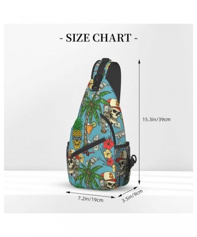 Cool Sling Backpack for Men Women, Multipurpose Crossbody Shoulder Bag Compatible with Watercolor Tropical Peach Leaves Flowe...