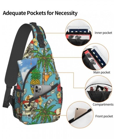 Cool Sling Backpack for Men Women, Multipurpose Crossbody Shoulder Bag Compatible with Watercolor Tropical Peach Leaves Flowe...