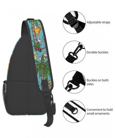 Cool Sling Backpack for Men Women, Multipurpose Crossbody Shoulder Bag Compatible with Watercolor Tropical Peach Leaves Flowe...