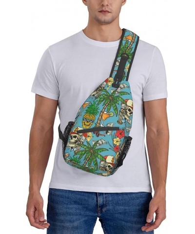 Cool Sling Backpack for Men Women, Multipurpose Crossbody Shoulder Bag Compatible with Watercolor Tropical Peach Leaves Flowe...