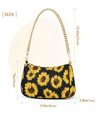 Fabric Textures Patterns Women's Small Purse, Women Crossbody Bags Black Sunflowers $14.40 Shoulder Bags