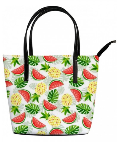 Shoulder Bag Tote Bags for Women Summer Pineapple Watermelon Monstera Leather Shopper Work Handbags Large Casual Bag $27.59 T...