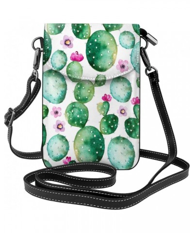 Green Plants Cactus Crossbody Wallet Phone Bag for Women Mini Shoulder Bag Cell Phone Purse $17.33 Crossbody Bags