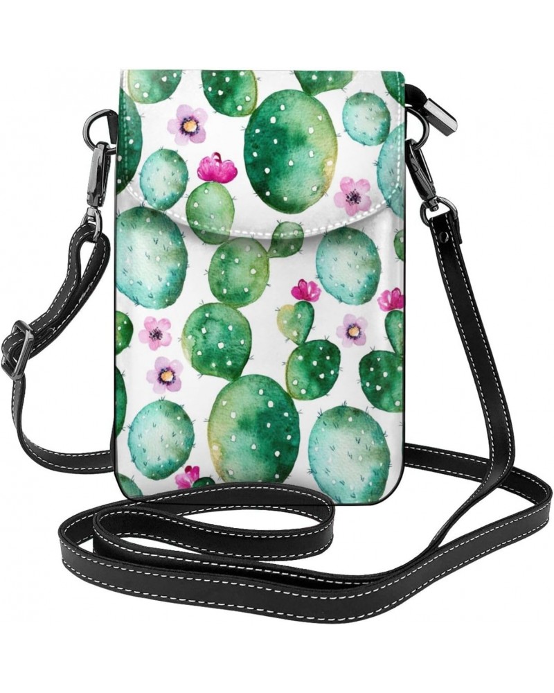 Green Plants Cactus Crossbody Wallet Phone Bag for Women Mini Shoulder Bag Cell Phone Purse $17.33 Crossbody Bags