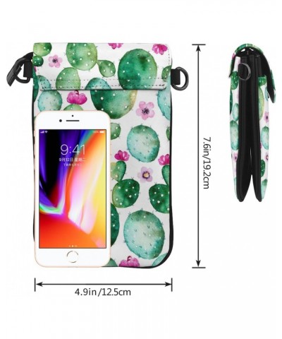 Green Plants Cactus Crossbody Wallet Phone Bag for Women Mini Shoulder Bag Cell Phone Purse $17.33 Crossbody Bags