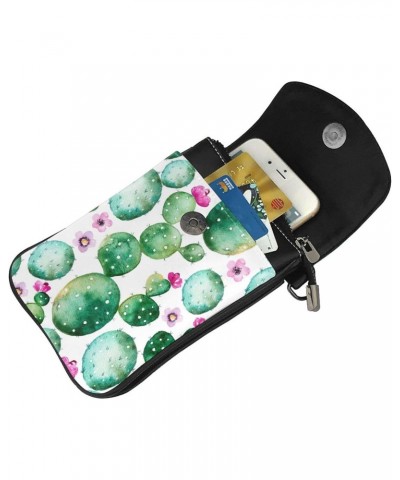 Green Plants Cactus Crossbody Wallet Phone Bag for Women Mini Shoulder Bag Cell Phone Purse $17.33 Crossbody Bags