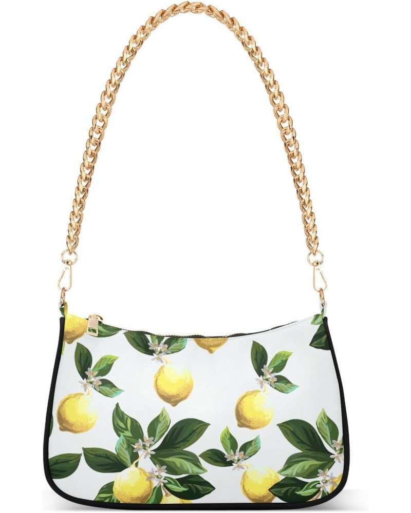 Fruit Shoulder Bag Summer Vibrant Lemon Leaves Women Clutch Handbag Shoulder Purch Boho Bag Date Chain Bag Tote Bag Spring Ho...