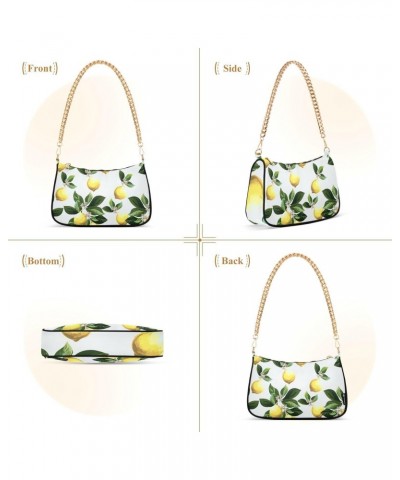 Fruit Shoulder Bag Summer Vibrant Lemon Leaves Women Clutch Handbag Shoulder Purch Boho Bag Date Chain Bag Tote Bag Spring Ho...