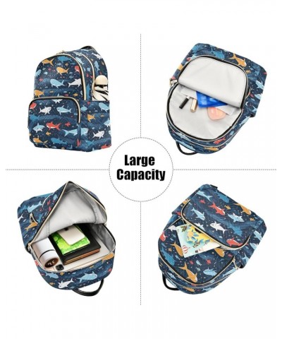 Blue Shark Backpack for Women Fashion Shoulder Bags Small Casual Daypack Travel Bag S 202a4118 202a4118 $19.13 Backpacks