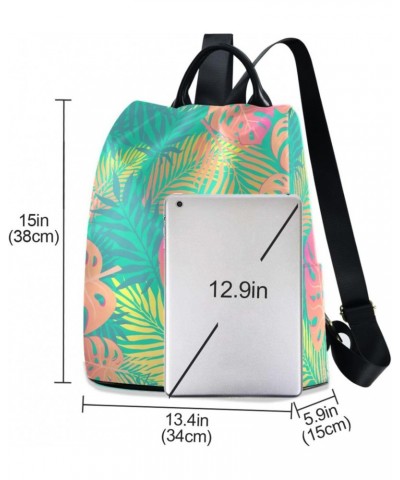 Rainbow Palm Monstra Leaf Backpack Purse for Women Anti Theft Fashion Back Pack Shoulder Bag $23.99 Backpacks