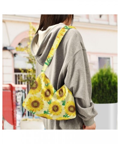 Vintage Sunflower Yellow Flowers Fluffy Crossbody Bag Furry Tote Bags for Women Fuzzy Purse Handbag Lady Shoulder Bag Large P...