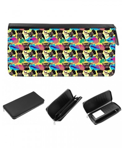 Women's Zip Around Wallet and Phone Clutch - RFID Blocking with Card Holder Organizer - Pop Art Retro inspired Pattern of cut...