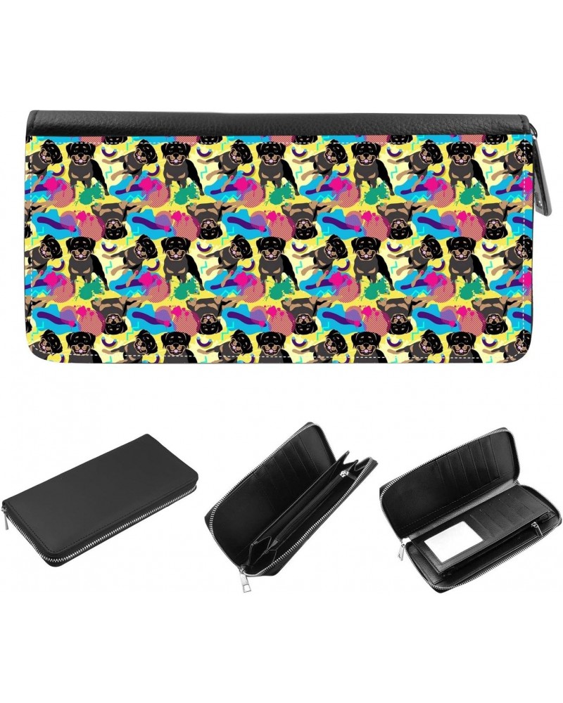 Women's Zip Around Wallet and Phone Clutch - RFID Blocking with Card Holder Organizer - Pop Art Retro inspired Pattern of cut...