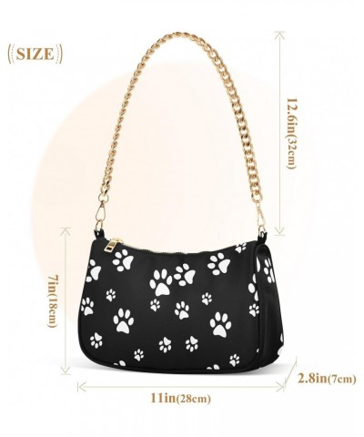 Shoulder Bag White Dog Cat Paw Print Black Women Clutch Handbag Shoulder Purch Date Chain Bag Tote Bag Spring Holiday Birthda...