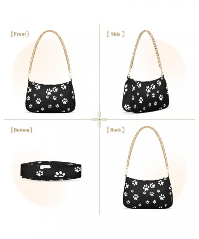 Shoulder Bag White Dog Cat Paw Print Black Women Clutch Handbag Shoulder Purch Date Chain Bag Tote Bag Spring Holiday Birthda...