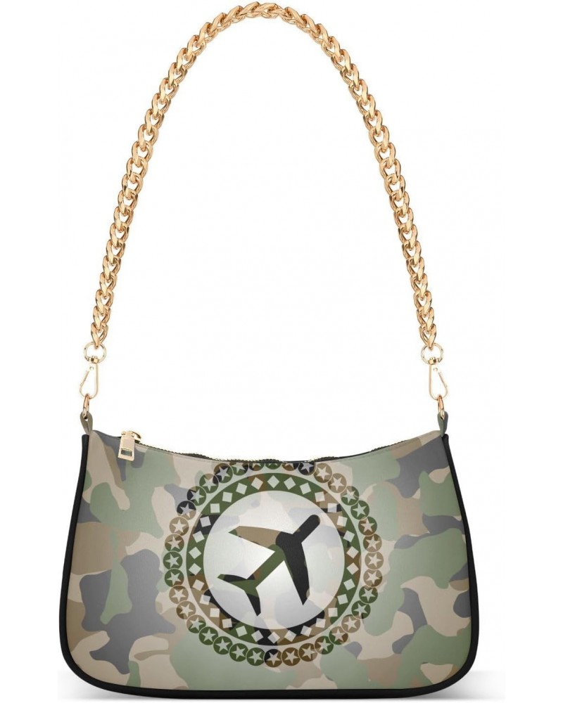 Shoulder Bag Military Camo Plane Flight Women Clutch Handbag Shoulder Purch Boho Bag Date Chain Bag Tote Bag Spring Holiday B...