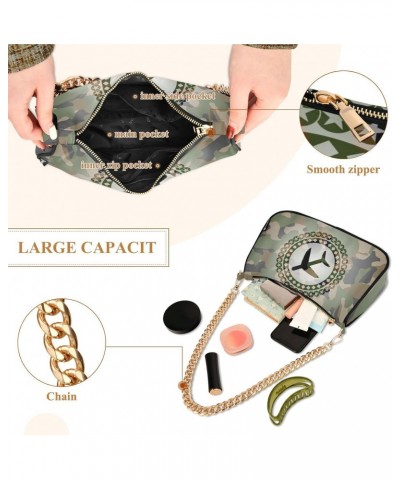 Shoulder Bag Military Camo Plane Flight Women Clutch Handbag Shoulder Purch Boho Bag Date Chain Bag Tote Bag Spring Holiday B...