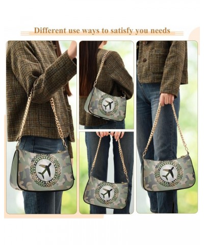 Shoulder Bag Military Camo Plane Flight Women Clutch Handbag Shoulder Purch Boho Bag Date Chain Bag Tote Bag Spring Holiday B...