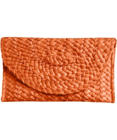 Straw Clutch Purse for Women, Woven Beach Straw Bags for Summer,Rattan Clutch For Girl Vacation Orange $11.33 Clutches